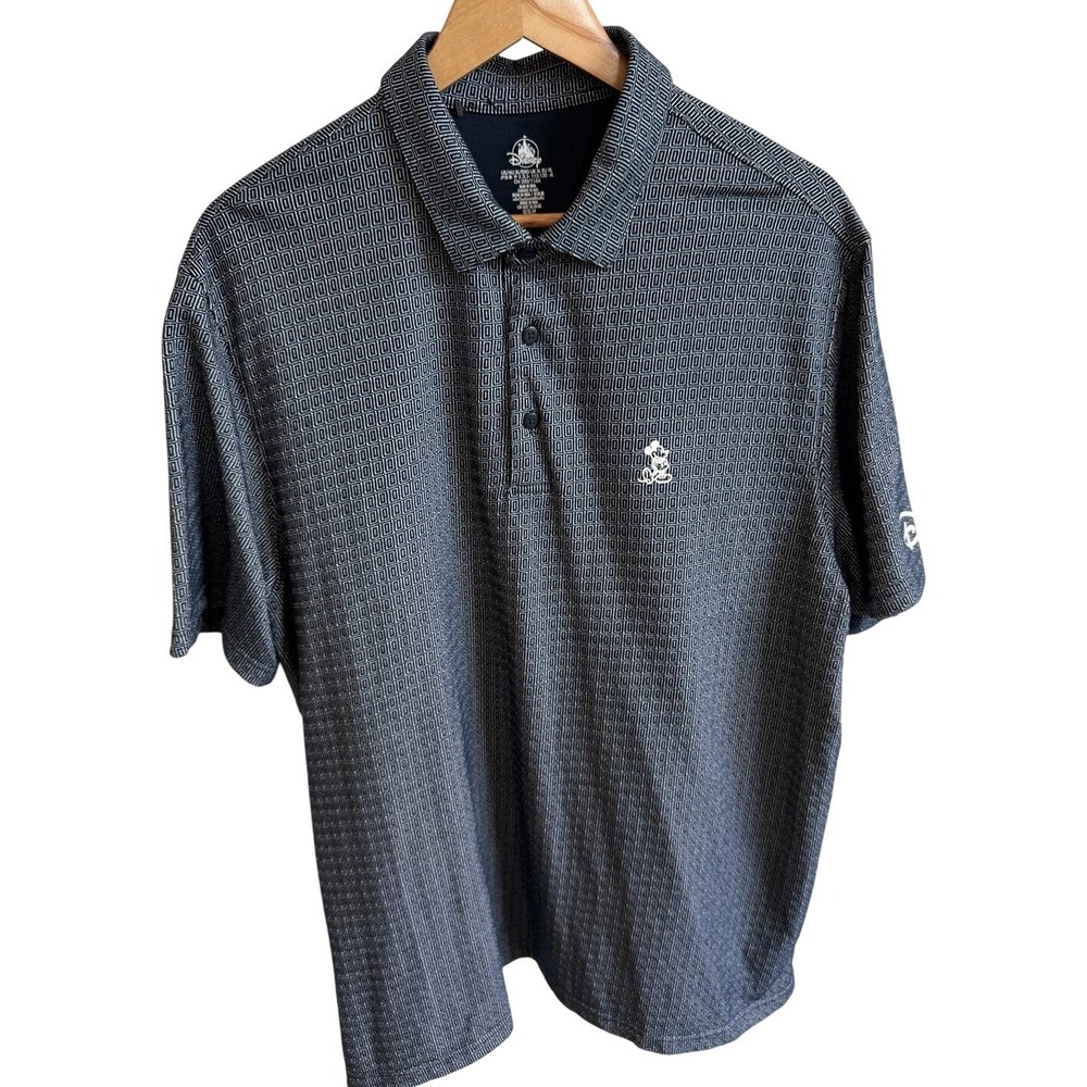 Disney Golf Polo Mens XL Blue White Geometric Performance Stretch Shirt